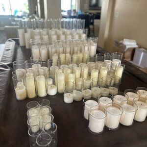 Elegant wedding Cream and White Candle Set